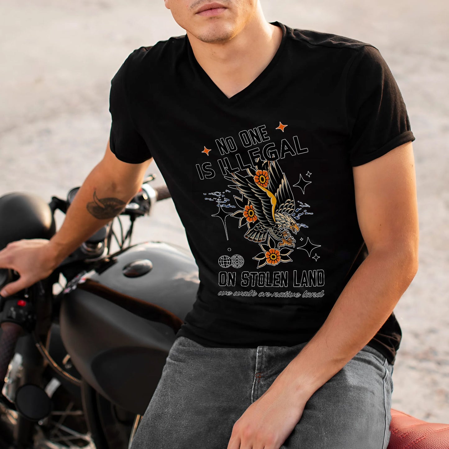 NO ONE IS ILLEGAL ON STOLEN LAND. WE WALK ON NATIVE LAND Style 11 - One Sides Unisex T-Shirt/T-Shirt V-Neck/Hoodie/Sweatshirt
