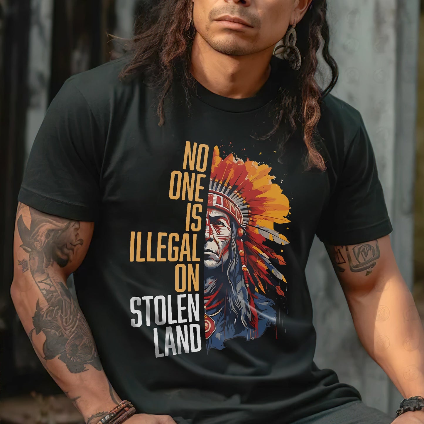 NO ONE IS ILLEGAL ON STOLEN LAND Style 15 - Unisex T-Shirt/T-Shirt V-Neck/Hoodie/Sweatshirt