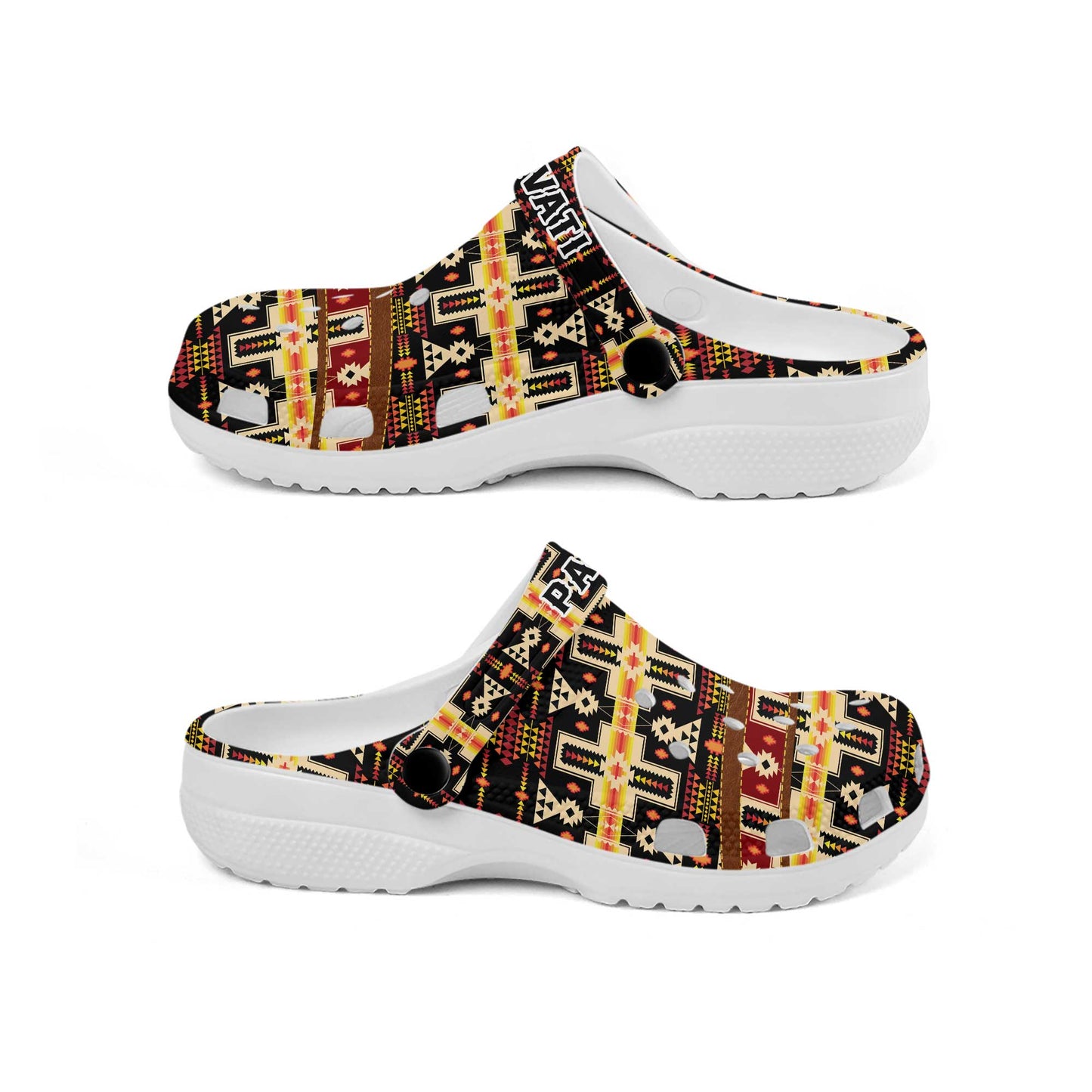 Custom Name Bold Tribal Clogs – Striking Native-Inspired Gift for the Whole Family