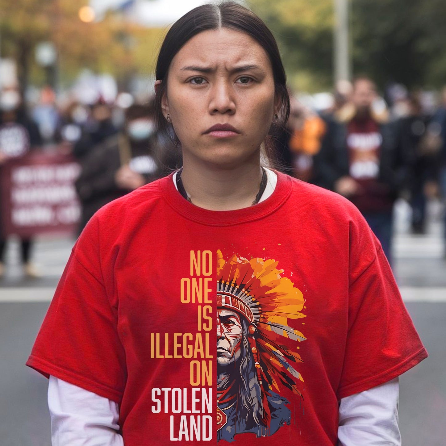 NO ONE IS ILLEGAL ON STOLEN LAND Style 15 - Unisex T-Shirt/T-Shirt V-Neck/Hoodie/Sweatshirt