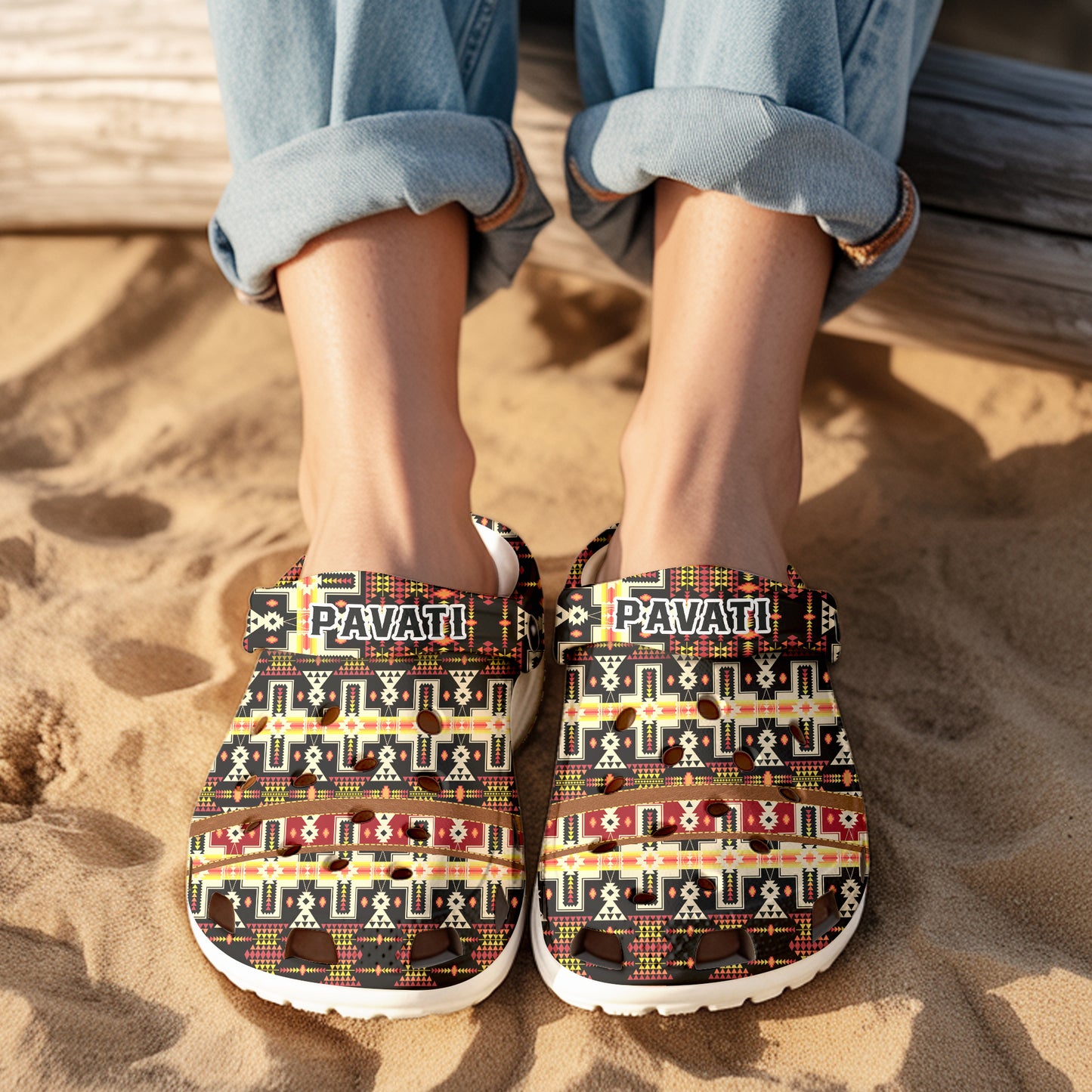 Custom Name Bold Tribal Clogs – Striking Native-Inspired Gift for the Whole Family