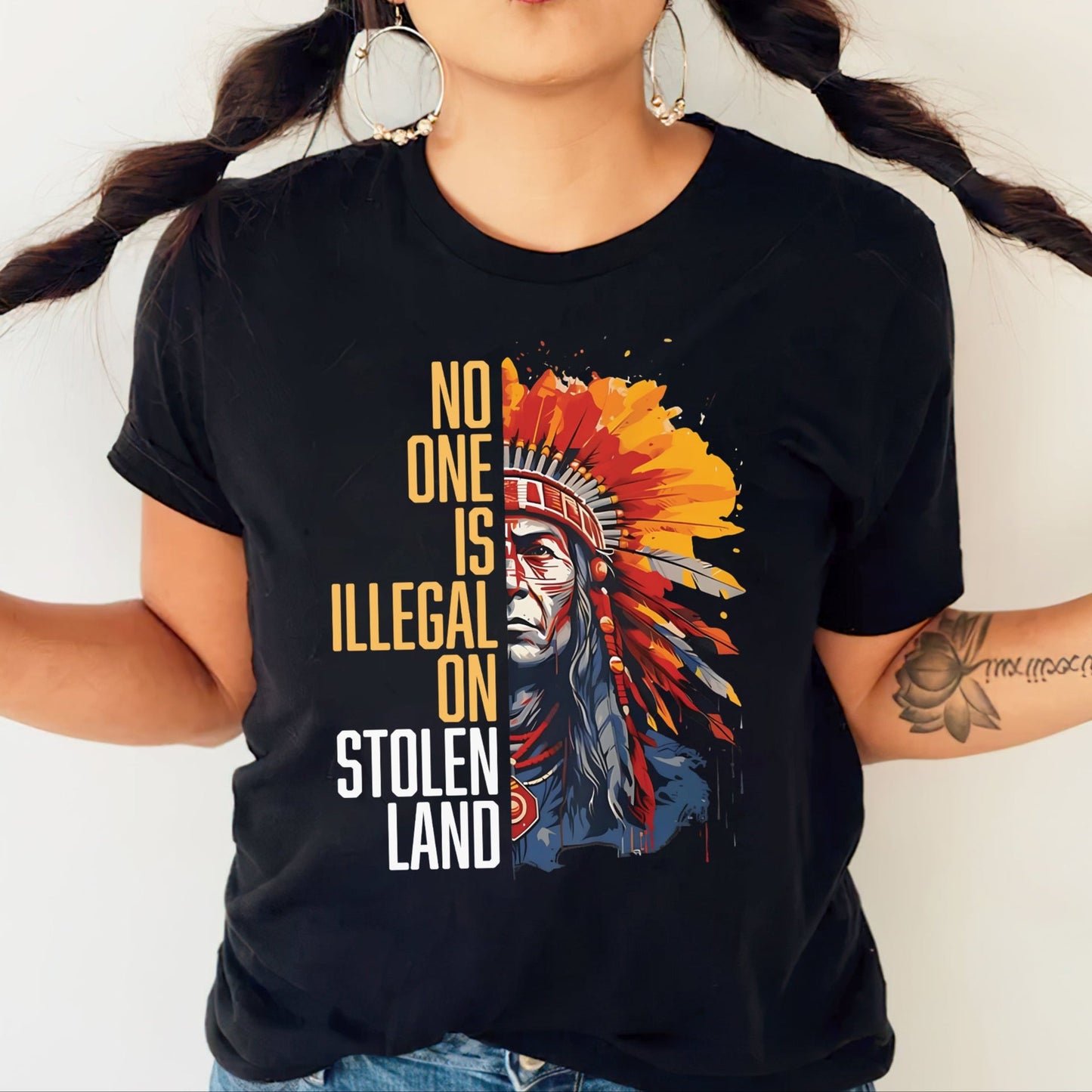 NO ONE IS ILLEGAL ON STOLEN LAND Style 15 - Unisex T-Shirt/T-Shirt V-Neck/Hoodie/Sweatshirt