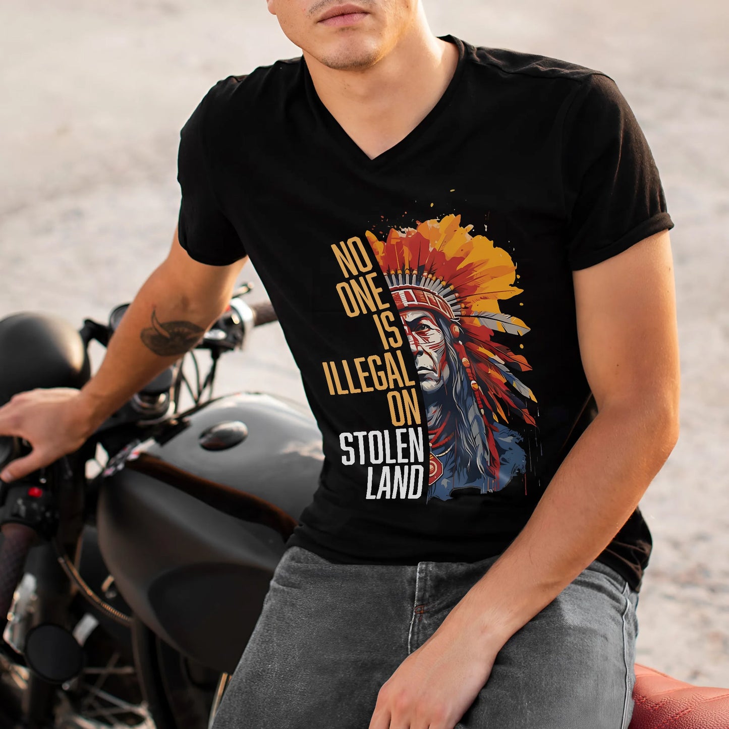 NO ONE IS ILLEGAL ON STOLEN LAND Style 15 - Unisex T-Shirt/T-Shirt V-Neck/Hoodie/Sweatshirt