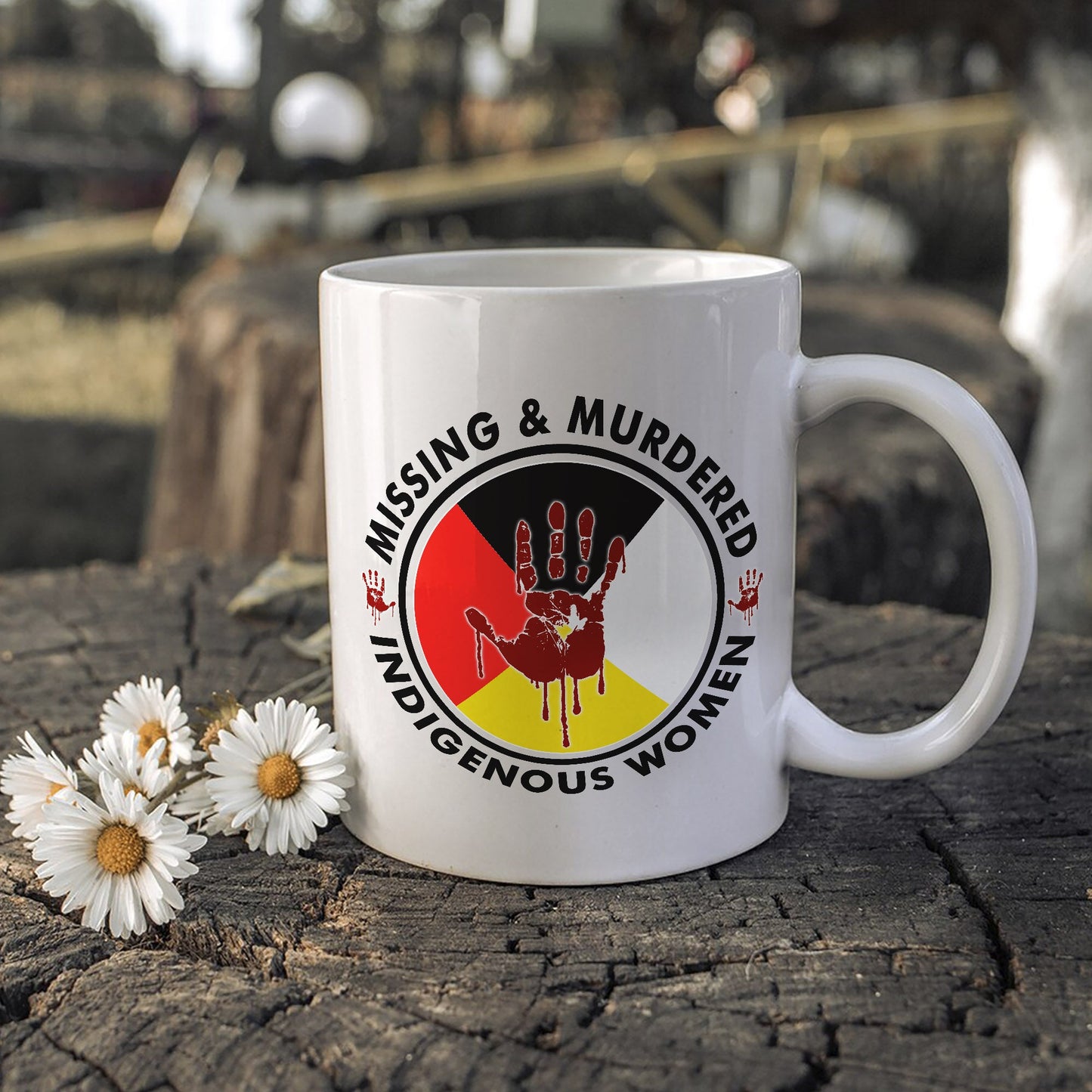 MMIW Missing Murder Indigenous Women Red Hand Circle Four Color Ceramic Coffee Mug
