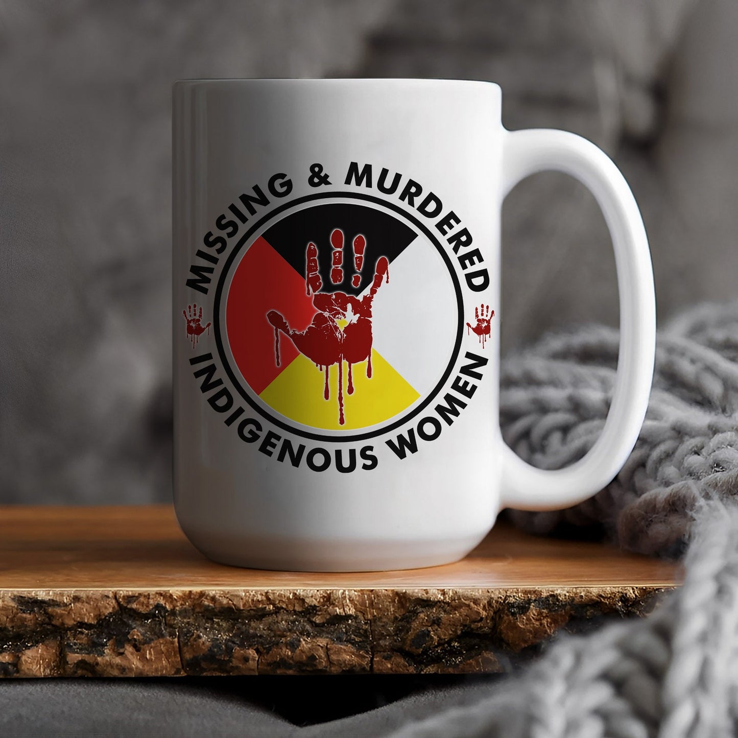 MMIW Missing Murder Indigenous Women Red Hand Circle Four Color Ceramic Coffee Mug