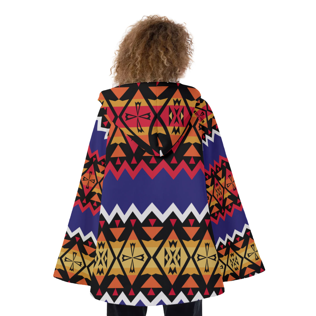 Fashion Women Pattern Button Coat Print Hooded Jacket Outerwear 07
