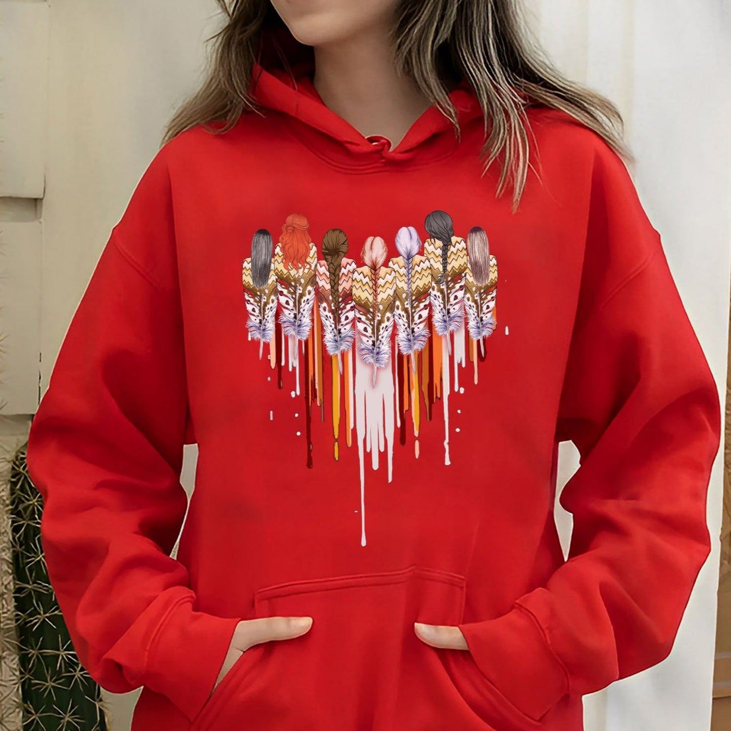 Native American Women Feather Heart Unisex Hoodie/Sweatshirt/T-Shirt