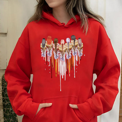 Native American Women Feather Heart Unisex Hoodie/Sweatshirt/T-Shirt