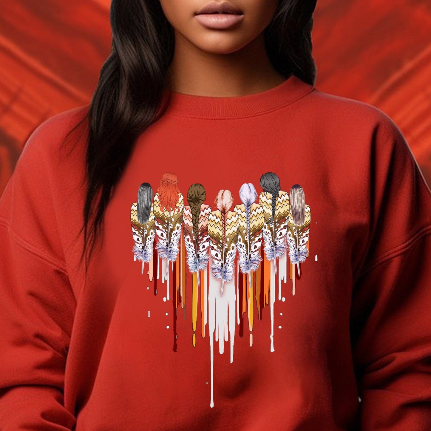 Native American Women Feather Heart Unisex Hoodie/Sweatshirt/T-Shirt