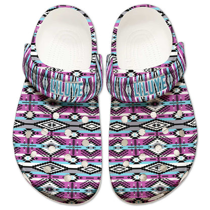 Custom Name Boho Pink Aztec Clogs – Native-Inspired Footwear, Great Family Gift