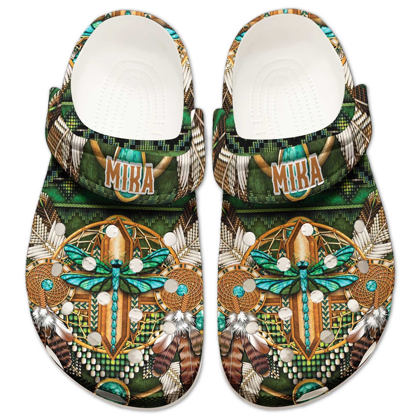 Custom Name Native Clogs - Dragonfly & Dreamcatcher – Family Gift
