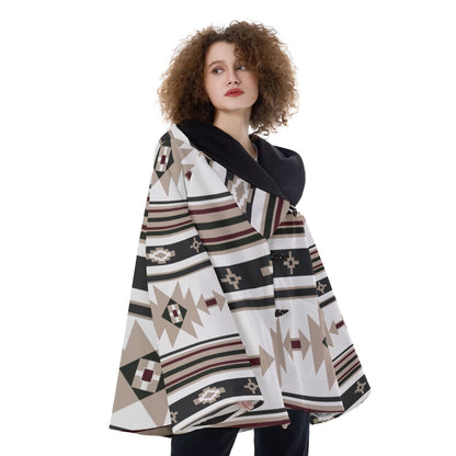 Fashion Women Pattern Button Coat Print Hooded Jacket Outerwear 09