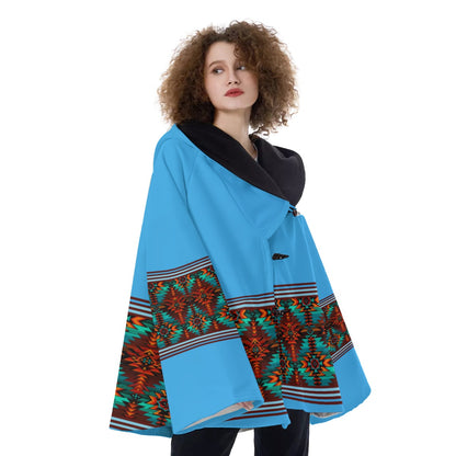 Fashion Women Pattern Button Coat Print Hooded Jacket Outerwear 03
