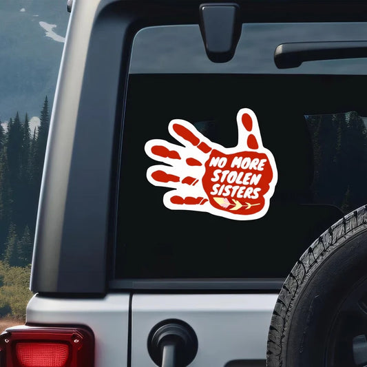 No More Stolen Sisters Car Decal - Car Decal - MMIW Red Hand