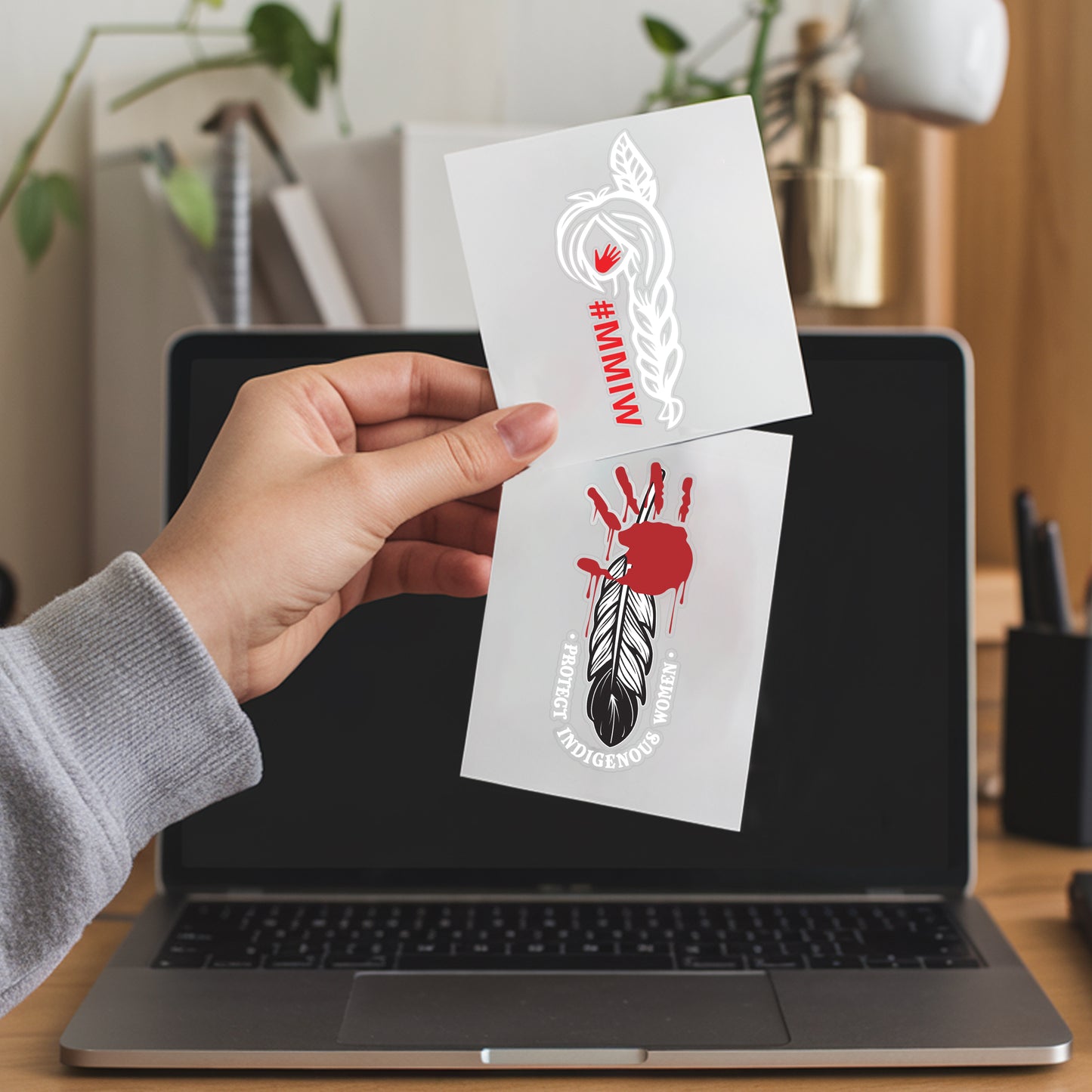 Justice for Missing Indigenous Women Sticker – Red Hand Symbol