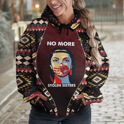 Tribal Feather Hoodie – Bold Red & Geometric Patterns
