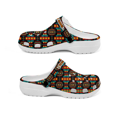 Custom Name Native Sunset Clogs – Bold Tribal Style Footwear for Family Gifting