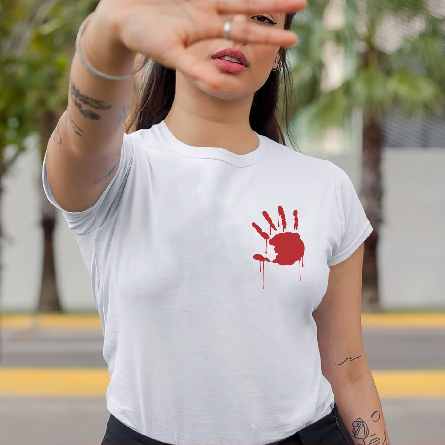 Protect Indigenous Women Red Hand- Unisex T-Shirt - Two Sides