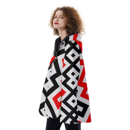 Fashion Women Pattern Button Coat Print Hooded Jacket Outerwear 04