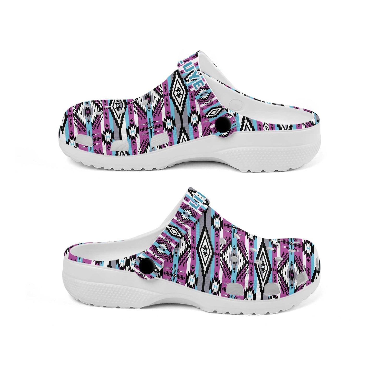 Custom Name Boho Pink Aztec Clogs – Native-Inspired Footwear, Great Family Gift