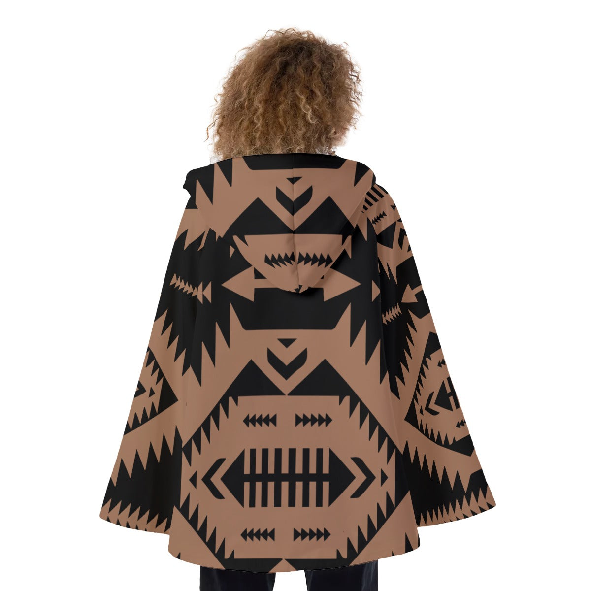 Fashion Women Pattern Button Coat Print Hooded Jacket Outerwear 01