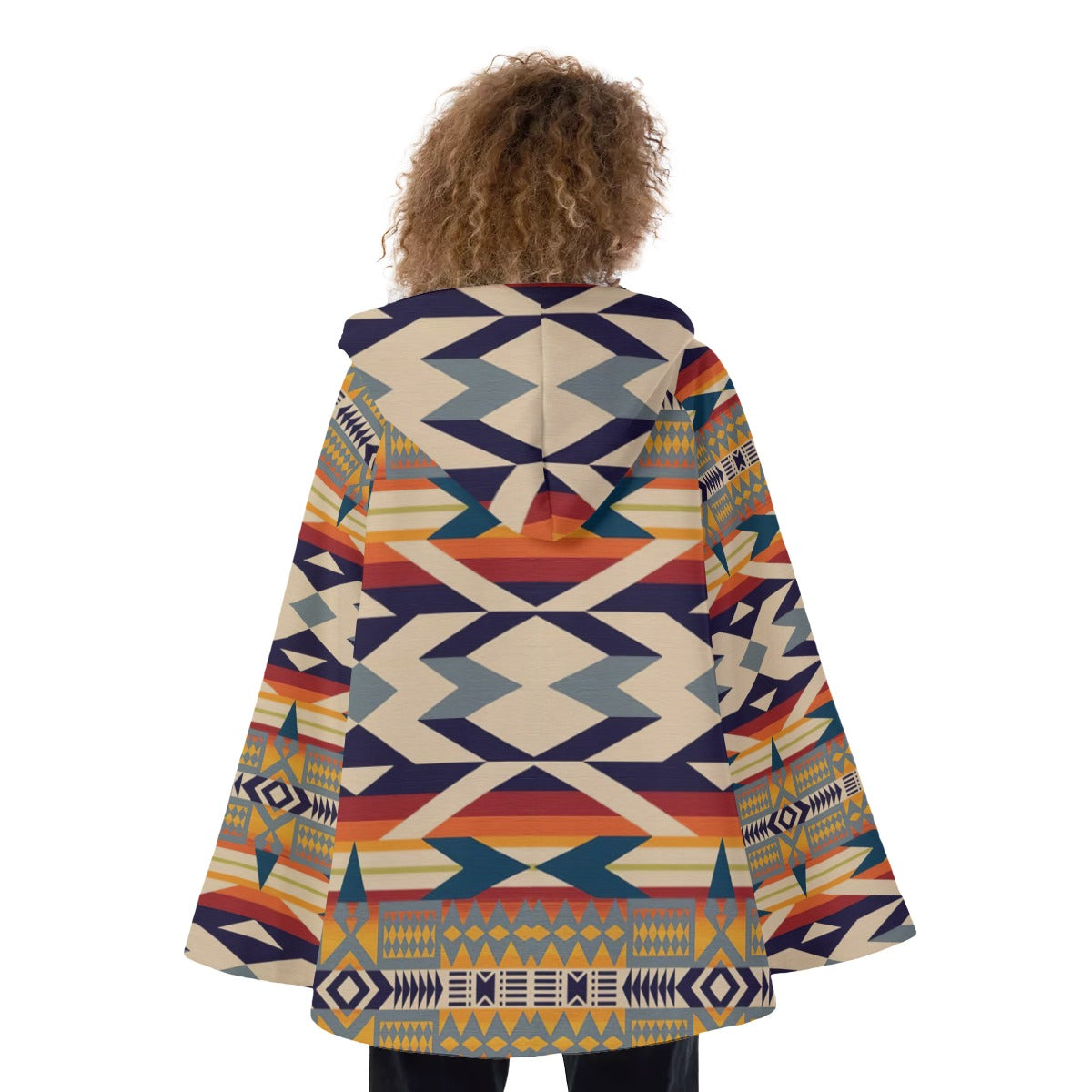 Fashion Women Pattern Button Coat Print Hooded Jacket Outerwear 06