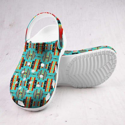 Custom Name Turquoise Tribal Clogs – Vibrant Native-Inspired Gift for the Whole Family