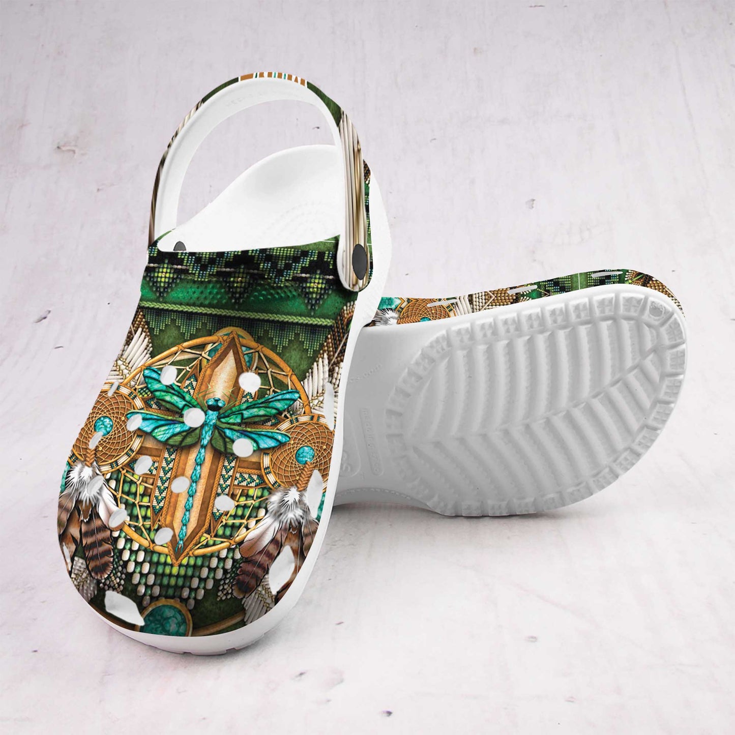 Custom Name Native Clogs - Dragonfly & Dreamcatcher – Family Gift