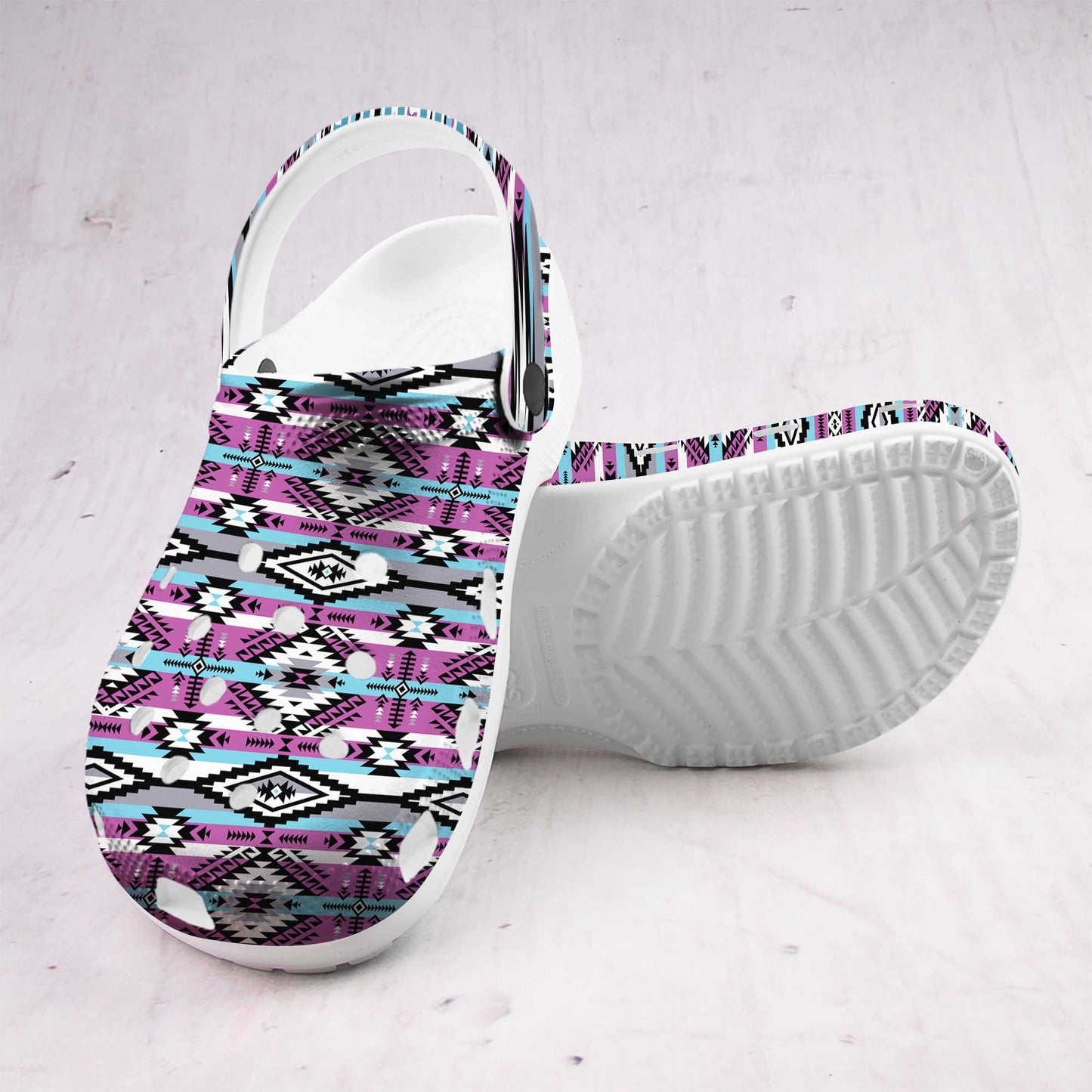 Custom Name Boho Pink Aztec Clogs – Native-Inspired Footwear, Great Family Gift