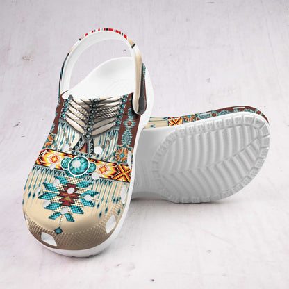 Custom Name Clogs – Rustic Boho Style with Turquoise Stone & Traditional Patterns