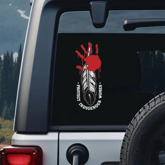 Protect Indigenous Women – MMIW Red Hand Car Sticker