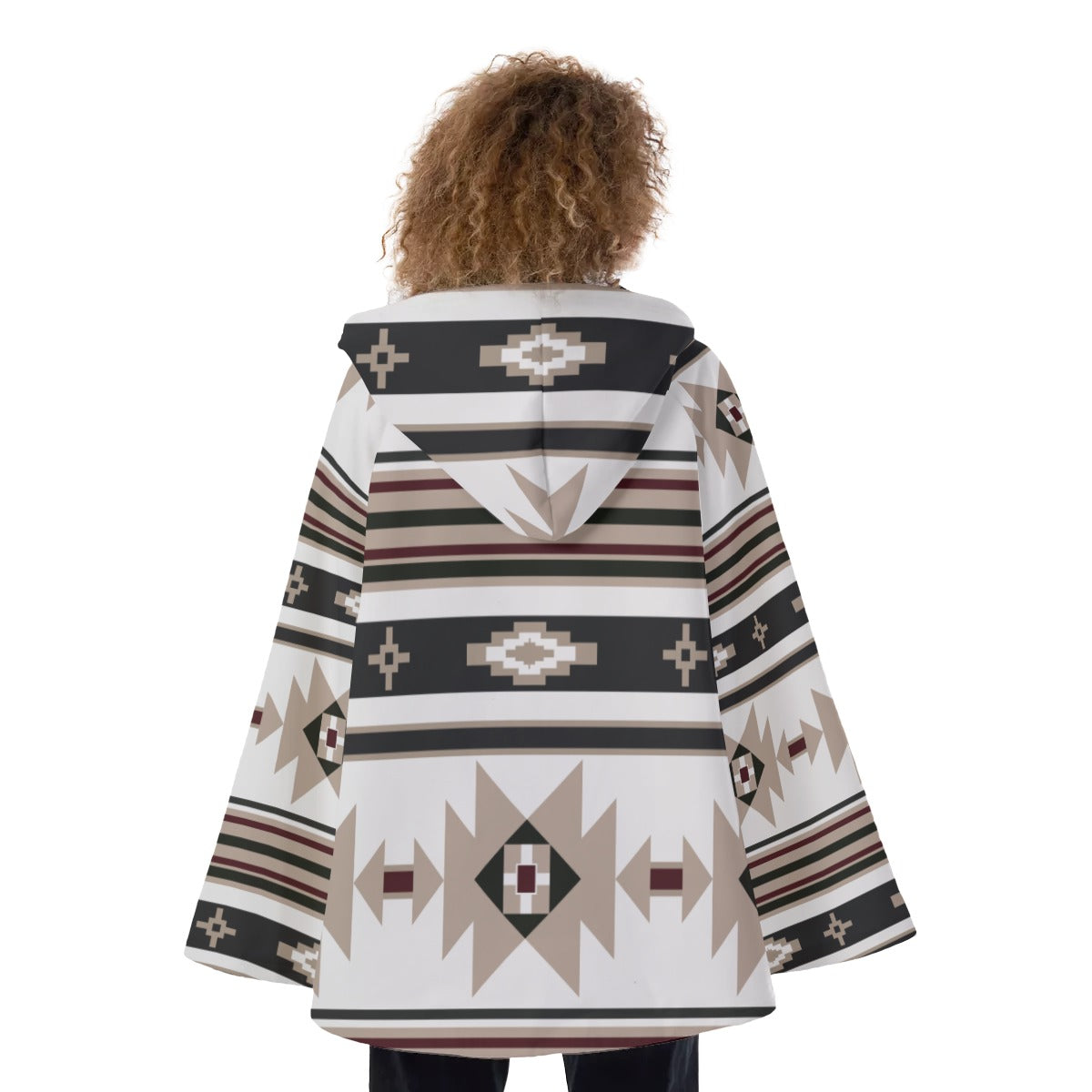 Fashion Women Pattern Button Coat Print Hooded Jacket Outerwear 09