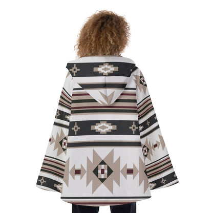 Fashion Women Pattern Button Coat Print Hooded Jacket Outerwear 09