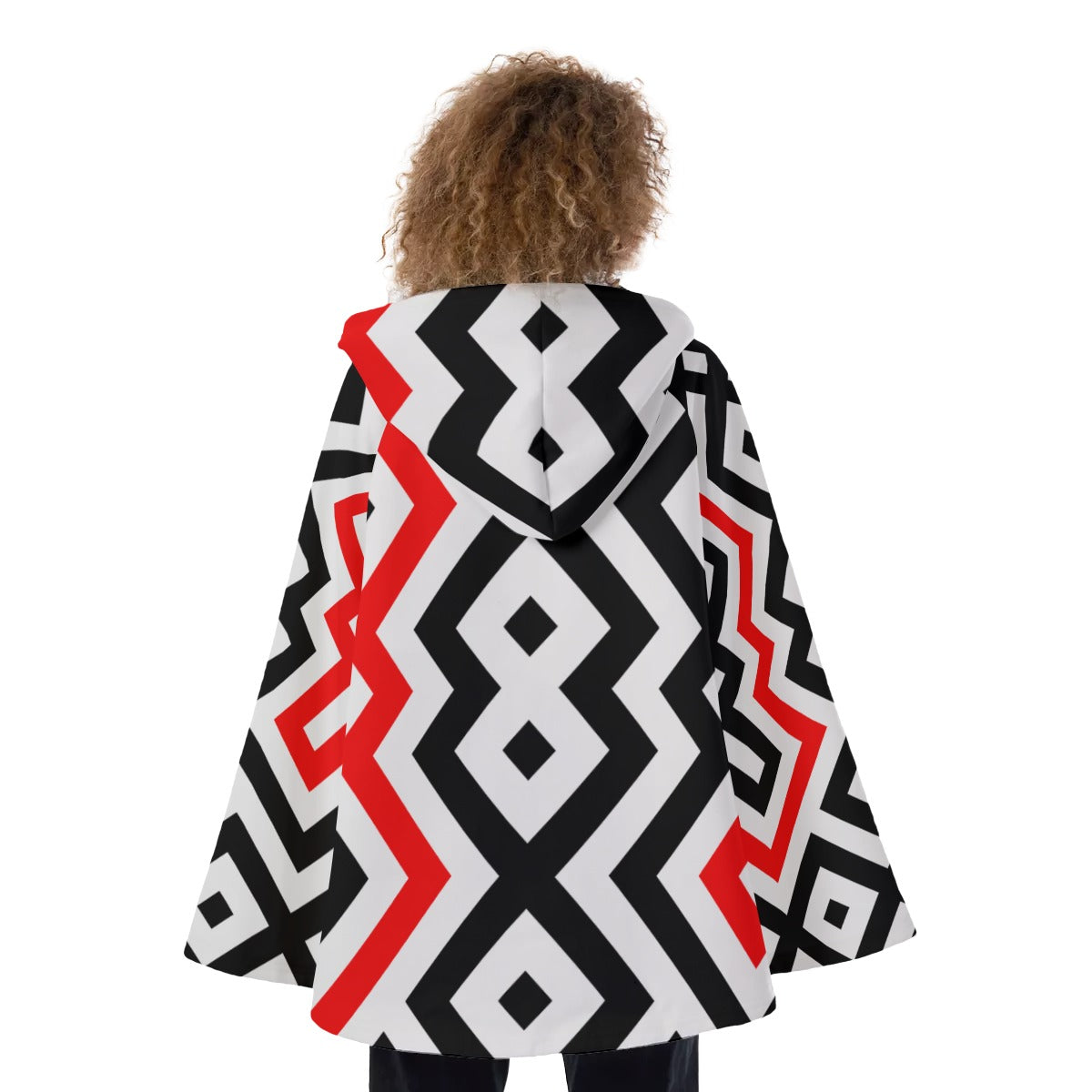 Fashion Women Pattern Button Coat Print Hooded Jacket Outerwear 04