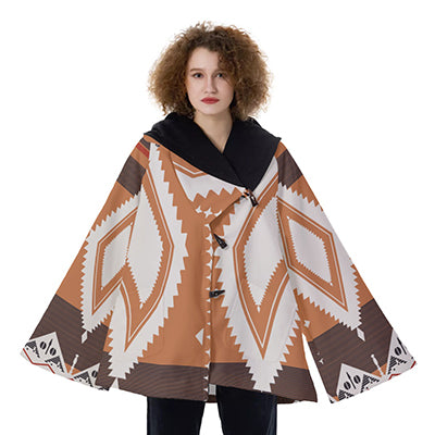 Fashion Women Pattern Button Coat Print Hooded Jacket Outerwear 08