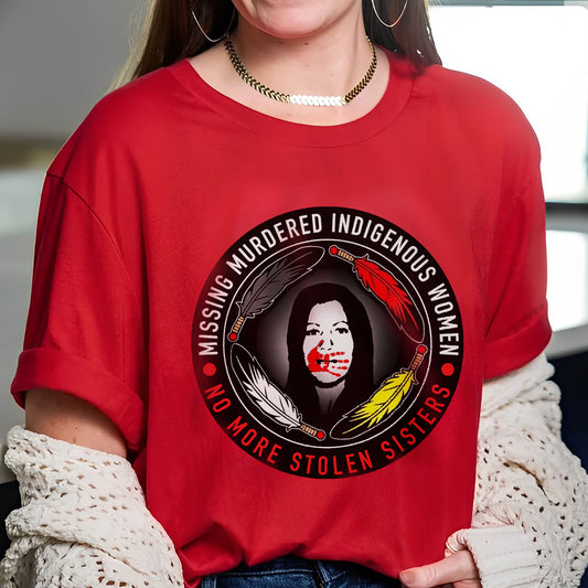 MMIW No More Stolen Sisters Feather Color Red Hand Unisex T-Shirt/Hoodie/Sweatshirt