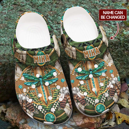 Custom Name Native Clogs - Dragonfly & Dreamcatcher – Family Gift