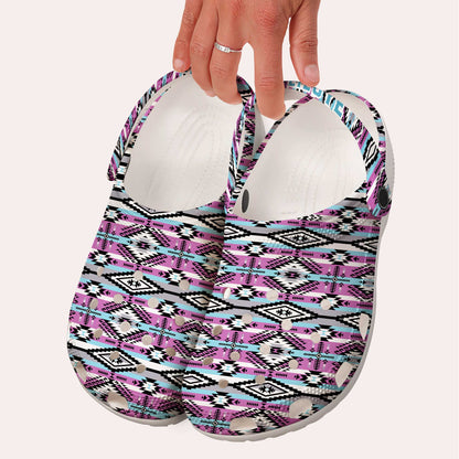 Custom Name Boho Pink Aztec Clogs – Native-Inspired Footwear, Great Family Gift