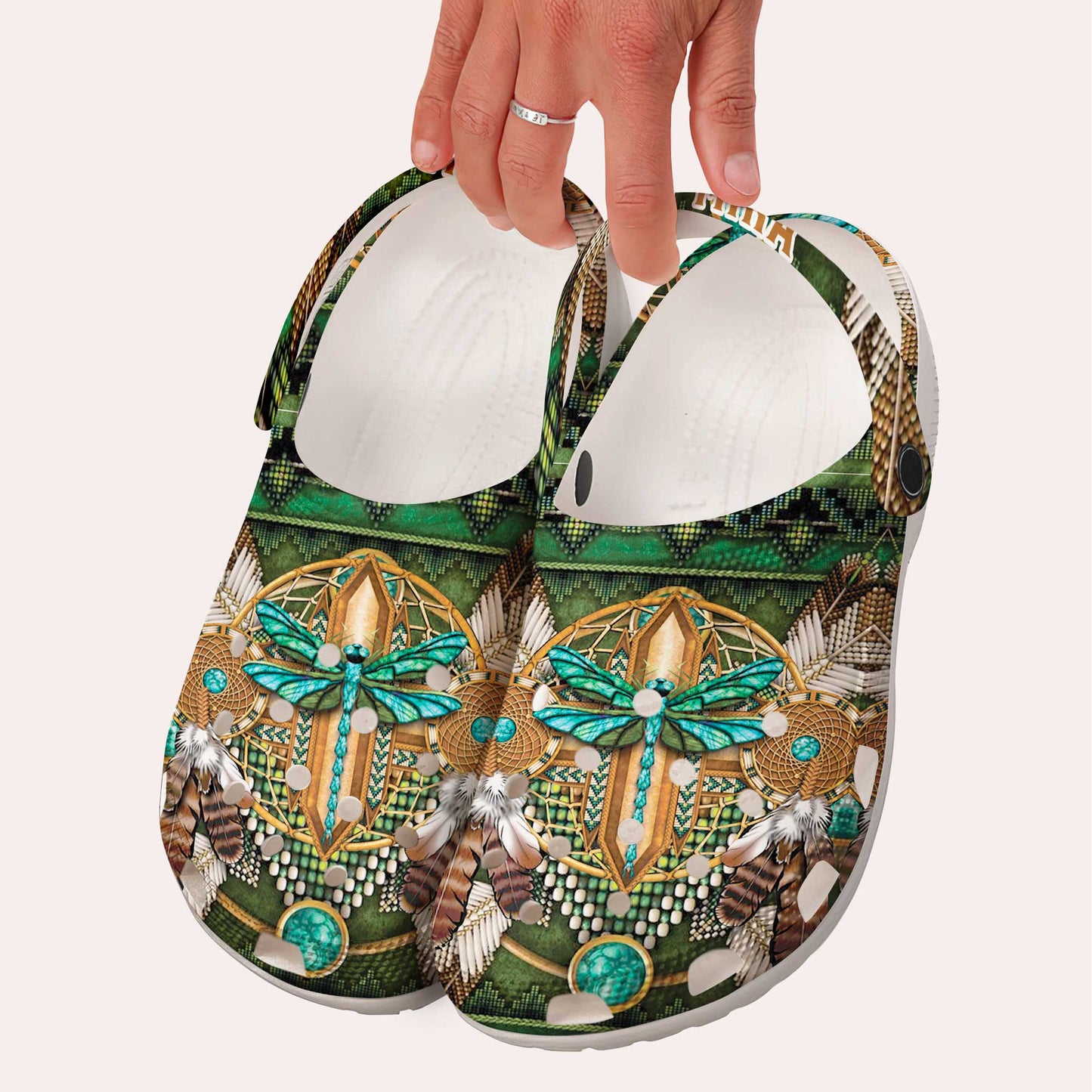 Custom Name Native Clogs - Dragonfly & Dreamcatcher – Family Gift