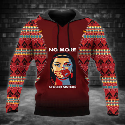 Tribal Feather Hoodie – Bold Red & Geometric Patterns & MMIW