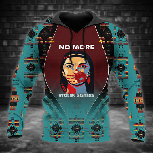 Tribal Feather Hoodie – Bold Red & Geometric Patterns & MMIW