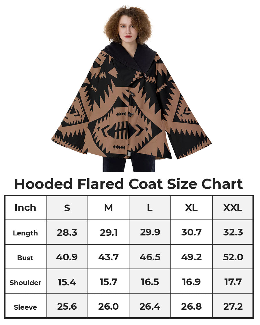 Fashion Women Pattern Button Coat Print Hooded Jacket Outerwear 01
