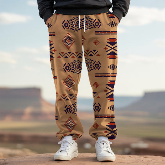 Tribal Aztec Pattern Sweatpants for Men & Women -09
