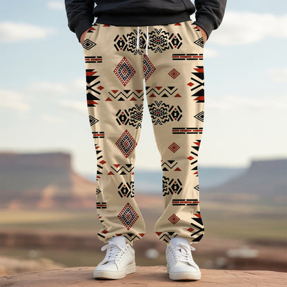 Tribal Aztec Pattern Sweatpants for Men & Women -08