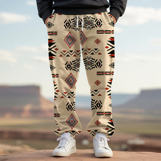 Tribal Aztec Pattern Sweatpants for Men & Women -08
