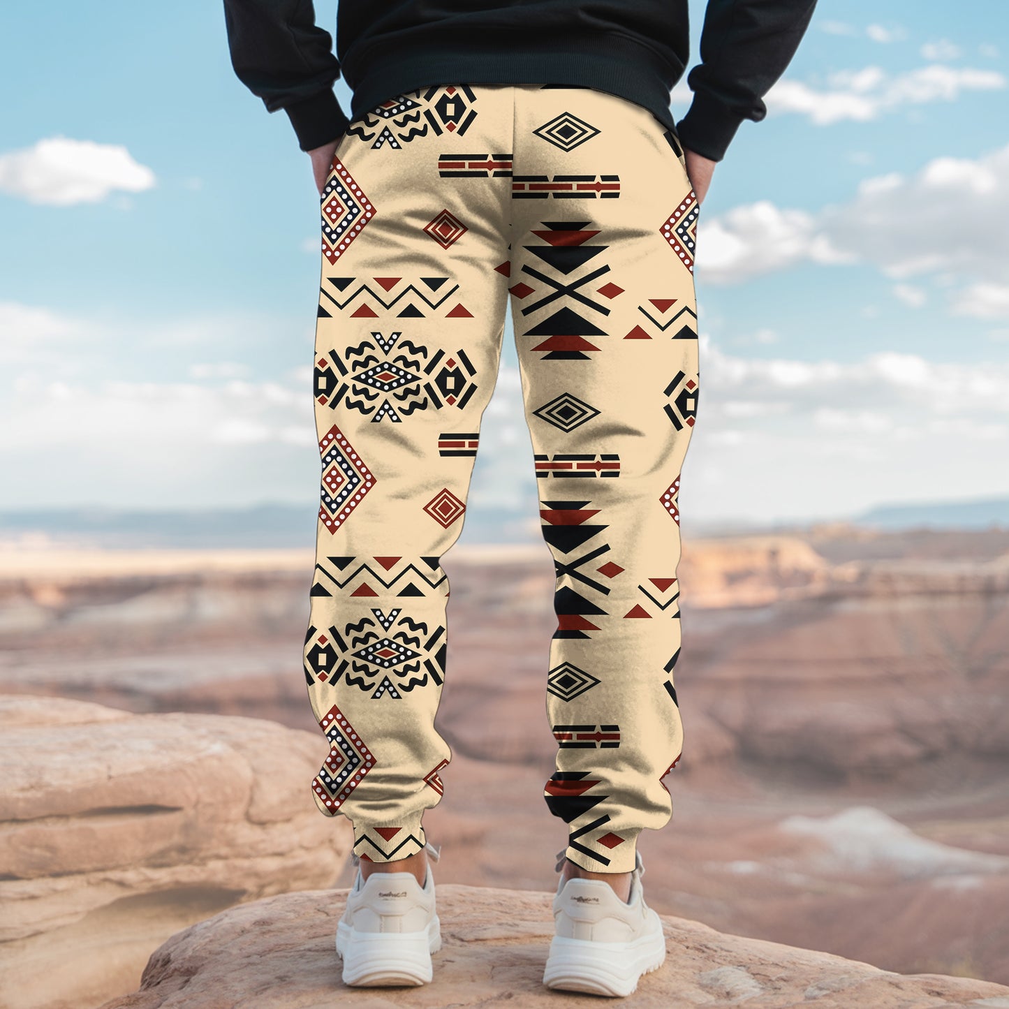 Tribal Aztec Pattern Sweatpants for Men & Women -08