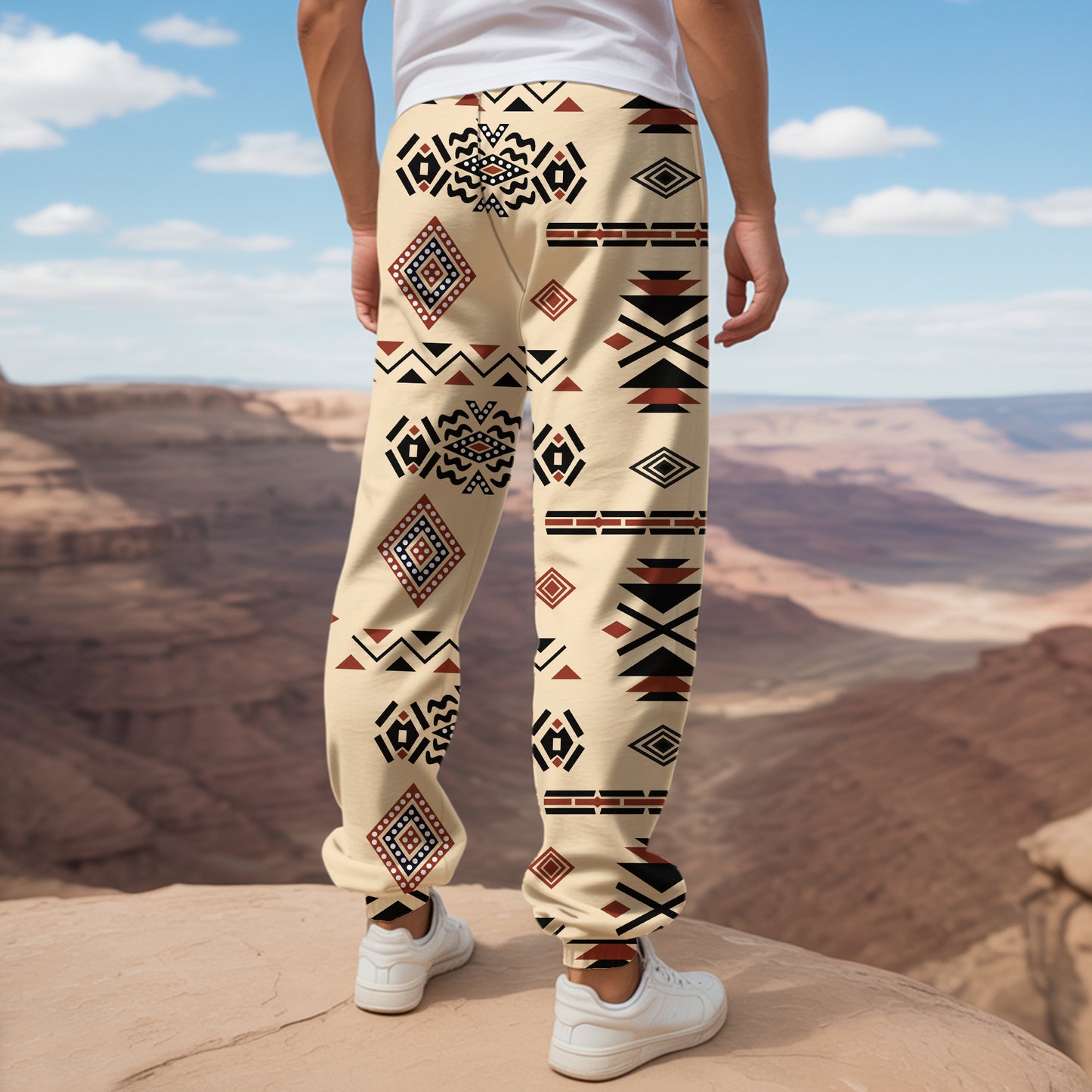 Tribal Aztec Pattern Sweatpants for Men & Women -08