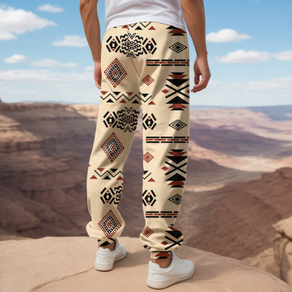 Tribal Aztec Pattern Sweatpants for Men & Women -08