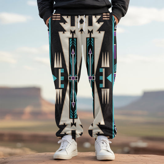 Tribal Aztec Pattern Sweatpants for Men & Women -07