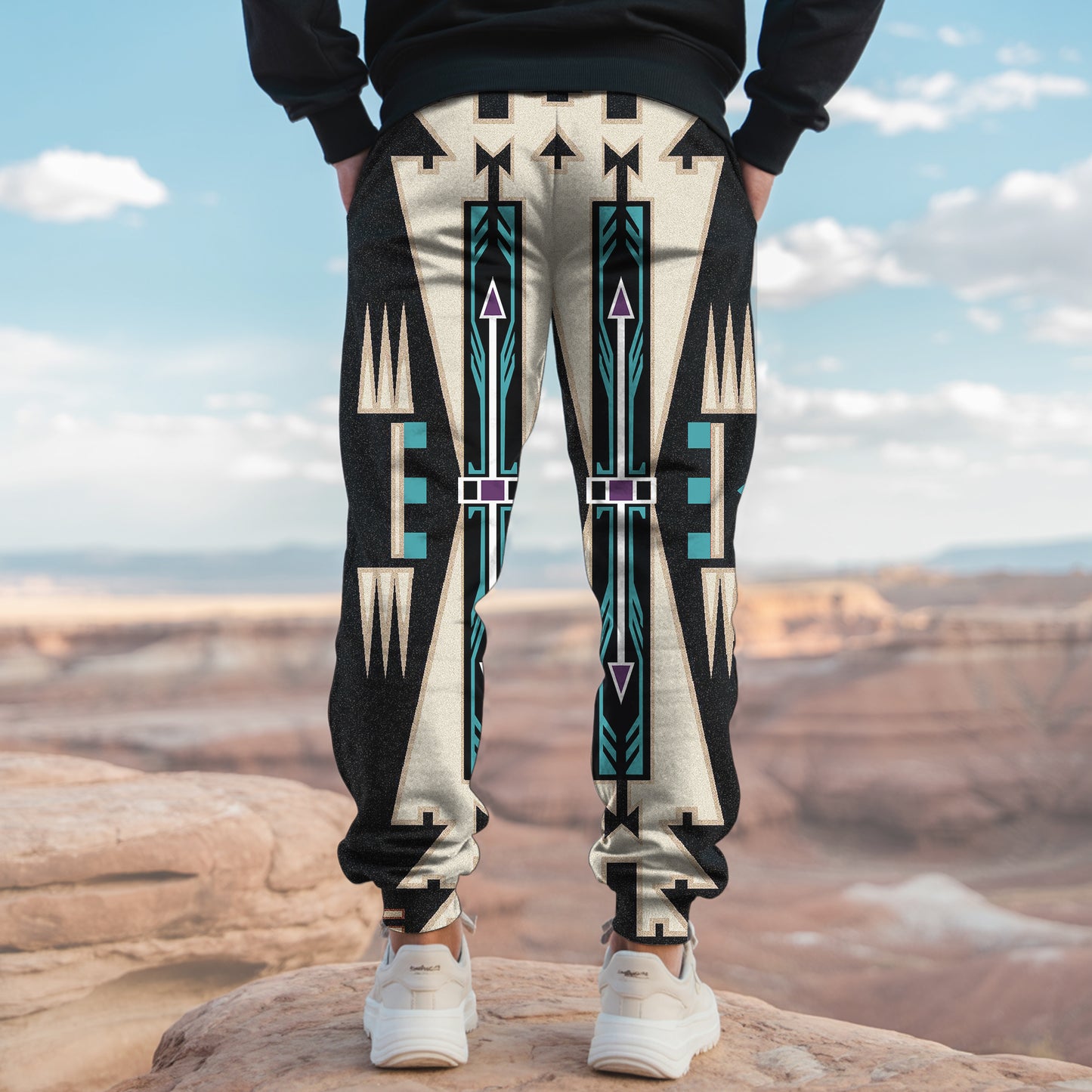 Tribal Aztec Pattern Sweatpants for Men & Women -07